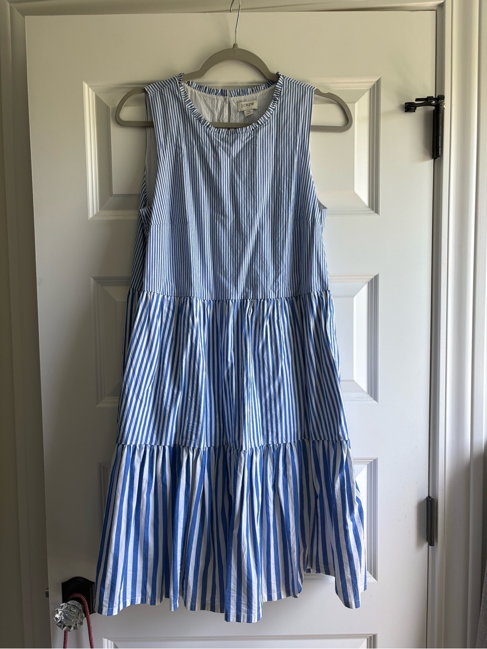 J. Crew Blue and White Striped Sleeveless Dress